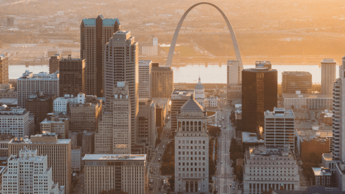 St. Louis, no Missouri, é uma importante cidade no meio-oeste dos EUA.