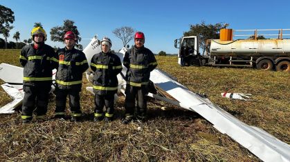 Bombeiros fizeram resgate da aeronave que caiu em Mato Grosso; dois ocupantes morreram