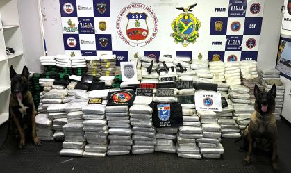 Droga foi localizada pela polícia com ajuda de cães farejadores