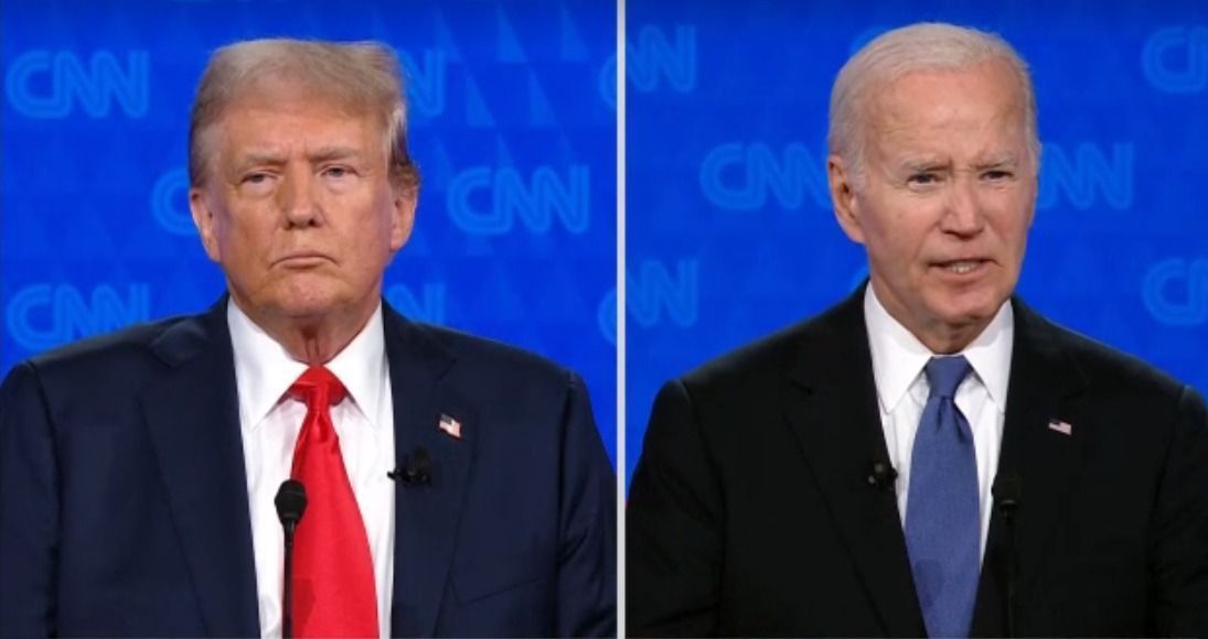 Joe Biden e Donald Trump durante debate na CNN