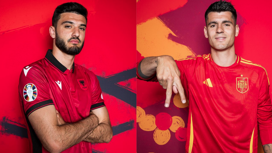 Armando Broja, da Albânia (à esq.), e Álvaro Morata, da Espanha (à dir.)