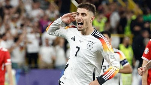 Kai Havertz em partida com a Seleção Alemã durante a Euro 2024