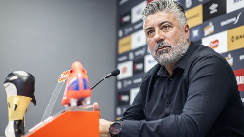 Alexandre Gallo em coletiva do Santos