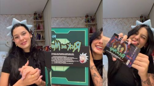 Montagem com prints do vídeo publicado por Ana Castela