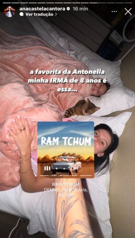Ana Castela publicou uma foto na cama ao lado da irmã caçula / Instagram/Ana Castela
