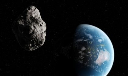 Asteroid approaching Earth, artwork