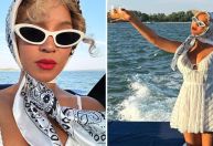 Beyoncé entra na trend fashionista e usa lenço amarrado aos cabelos; veja