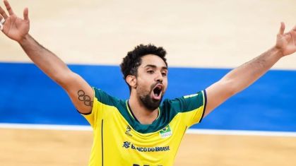 Cachopa comemora durante vitória do Brasil sobre a Holanda pela Liga das Nações