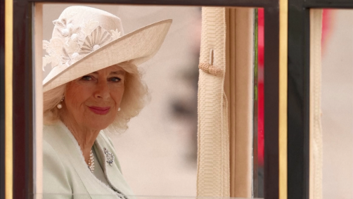 A rainha Camilla em carruagem para o aniversário oficial do rei Charles III.
