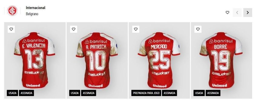 Camisas do Inter com marcas de lama estão em leilão / Divulgação/Internacional