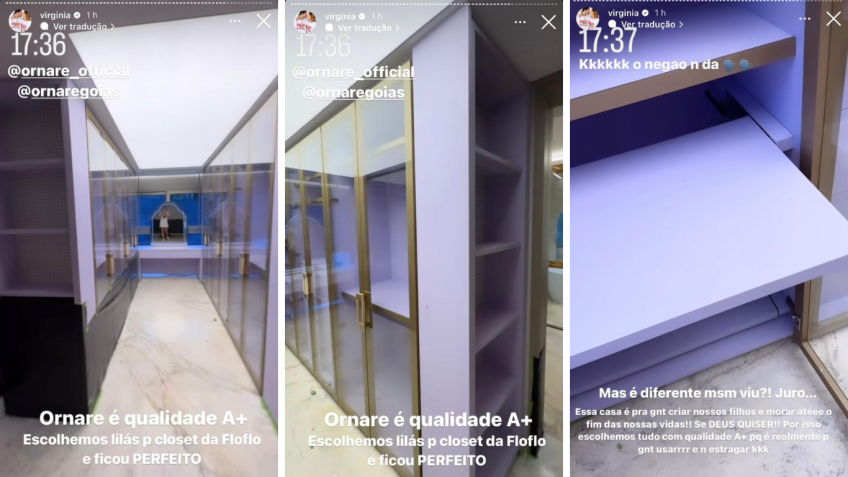 A influenciadora também mostrou detalhes do closet de Maria Flor / Instagram/Virginia