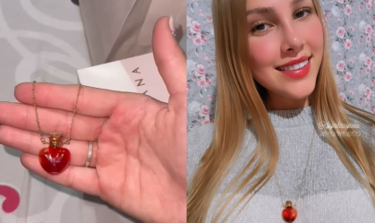 Depois de mostrar o presente, o filho de Andressa Urach mostrou a namorada usando o presente