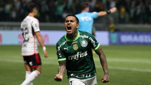 Dudu comemora seu gol contra o Flamengo em jogo válido pela 14ª rodada do Campeonato Brasileiro no Allianz Parque