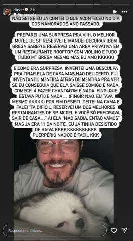 Eliezer comenta sobre último Dia dos Namorados com Viih Tube / Reprodução/ Instagram