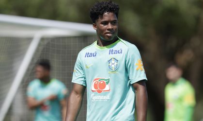 Endrick em treino da Seleção Brasileira