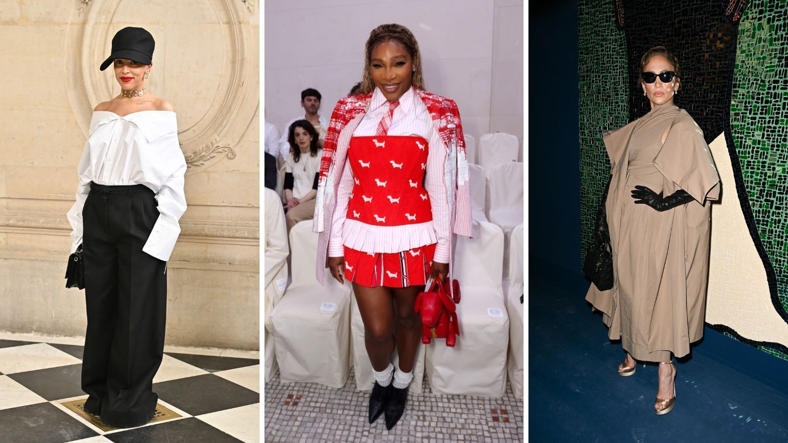 Doja Cat, Serena Williams e Jennifer Lopez durante semana de alta-costura