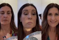 Fátima Bernardes posta vídeo testando maquiagem: 