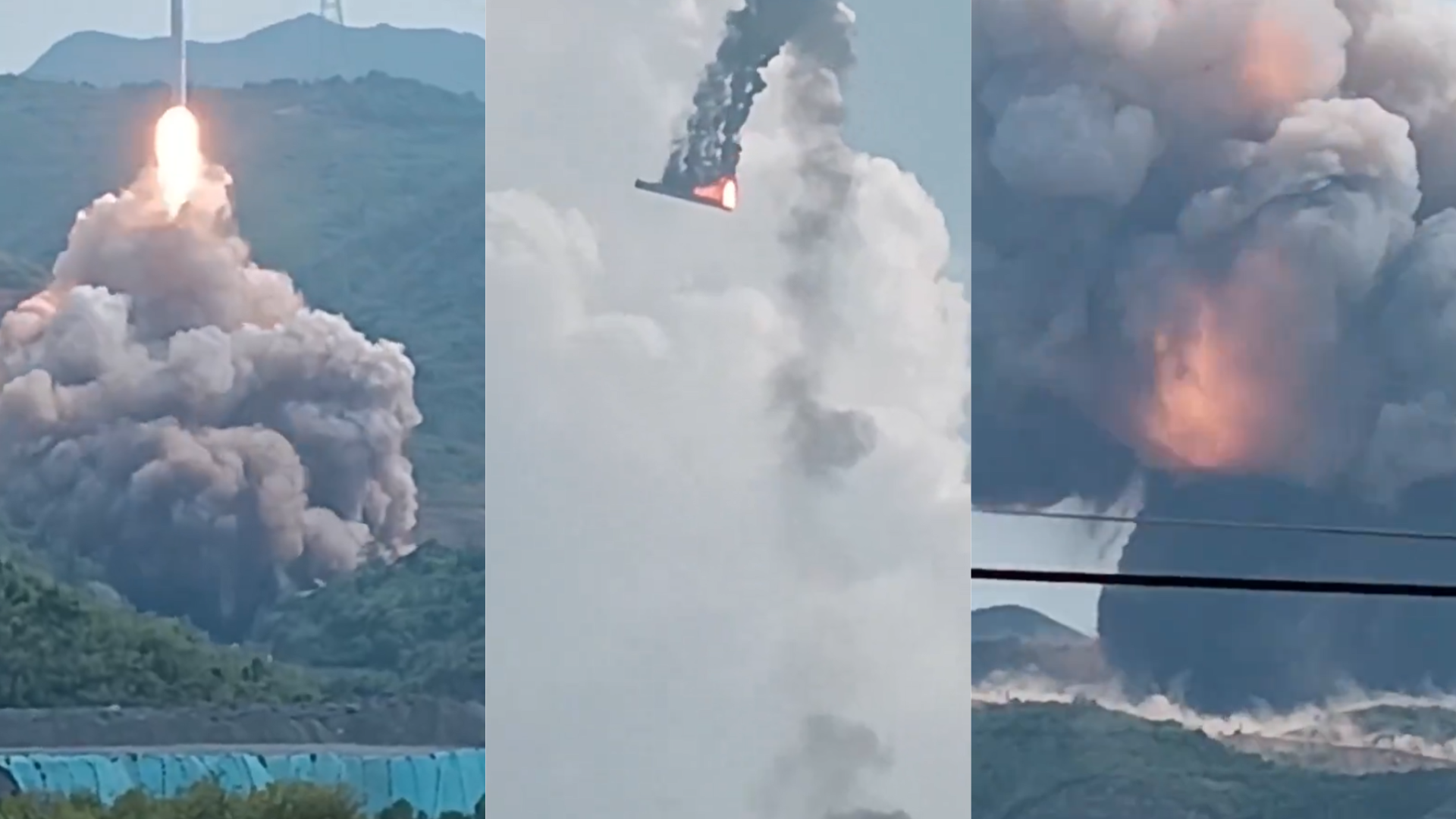Imagem de foguete chinês caindo divulgada pelo jornalista Andrew Jones, que cobre o programa espacial da China para o Space News