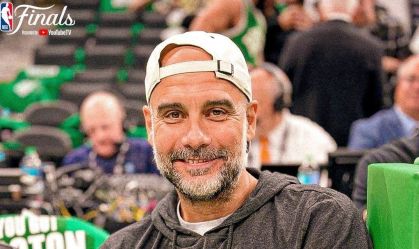 Guardiola no TD Garden durante o jogo 1 da final da NBA