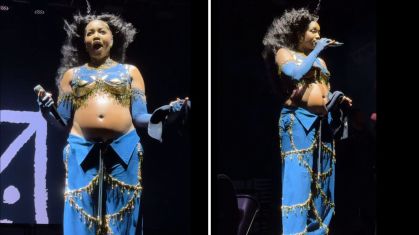 Iza celebra show carregando a primeira filha na barriga