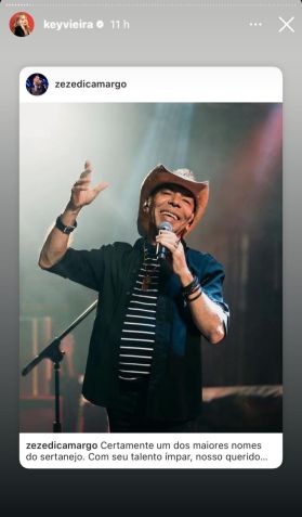 Key Vieira compartilhou homenagem de Zezé Di Camargo / Instagram/Key Vieira