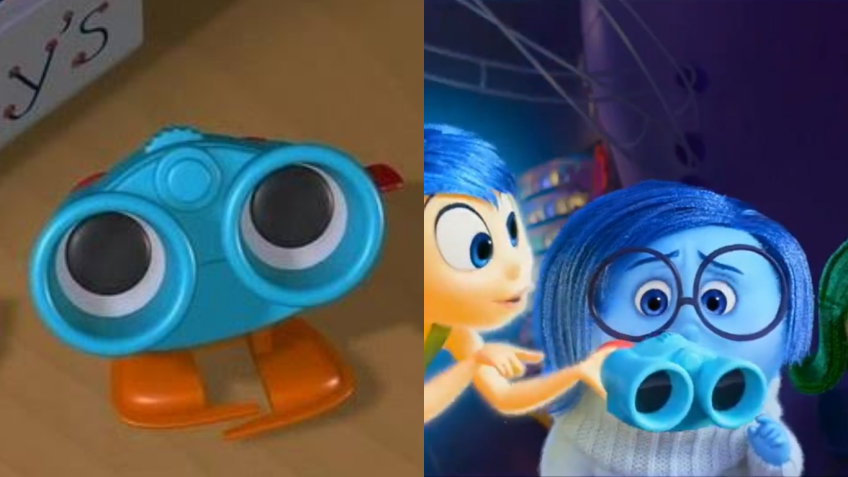 Lenny, o binóculos de "Toy Story" apareceu em "Divertida Mente 2" / Foto 1 e 2: Reprodução/X