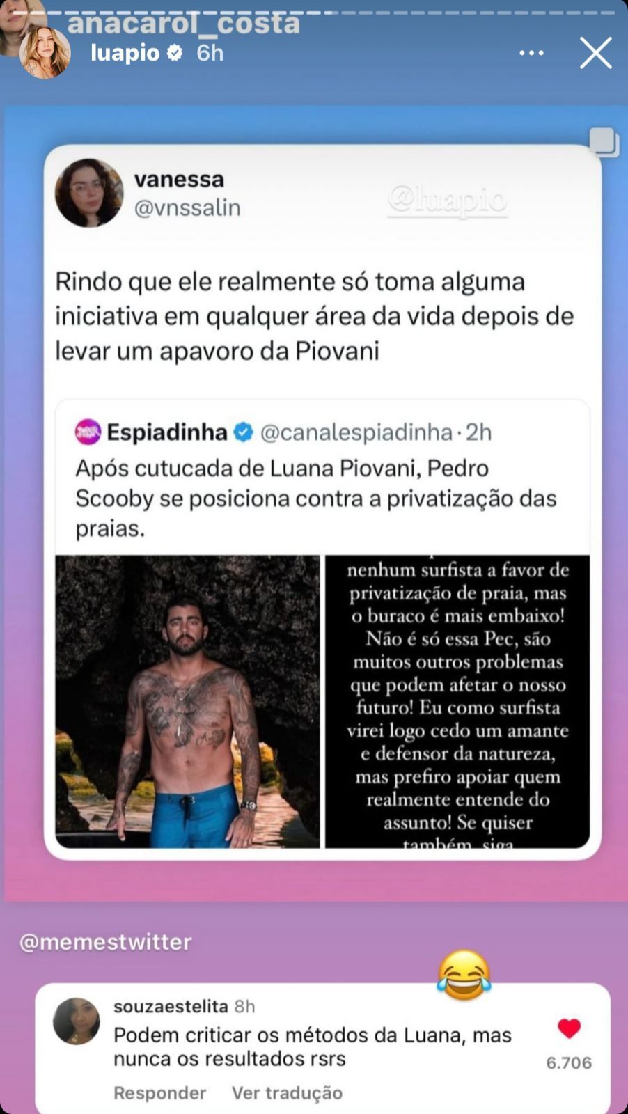 Luana Piovani riu de comentários dos internautas sobre declaração de Scooby / Reprodução/Instagram