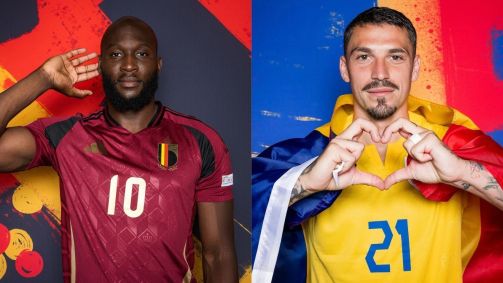 Lukaku, atacante da Bélgica, e Nicolae Stanciu, meia da Romênia
