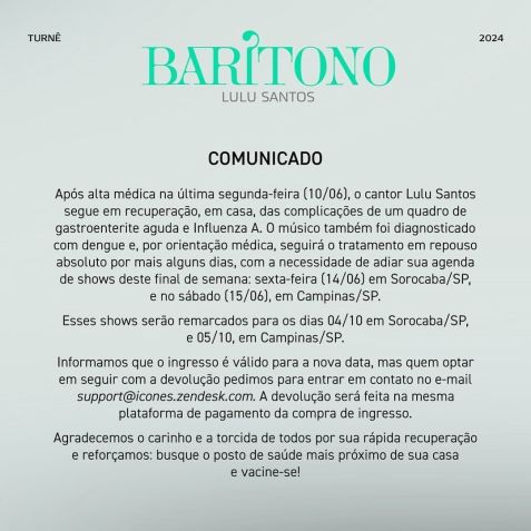 Lulu Santos é diagnosticado com dengue / Reprodução/Lulu Santos/Instagram