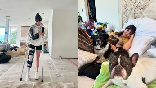 Montagem com fotos da atriz Nina Dobrev publicadas em suas redes