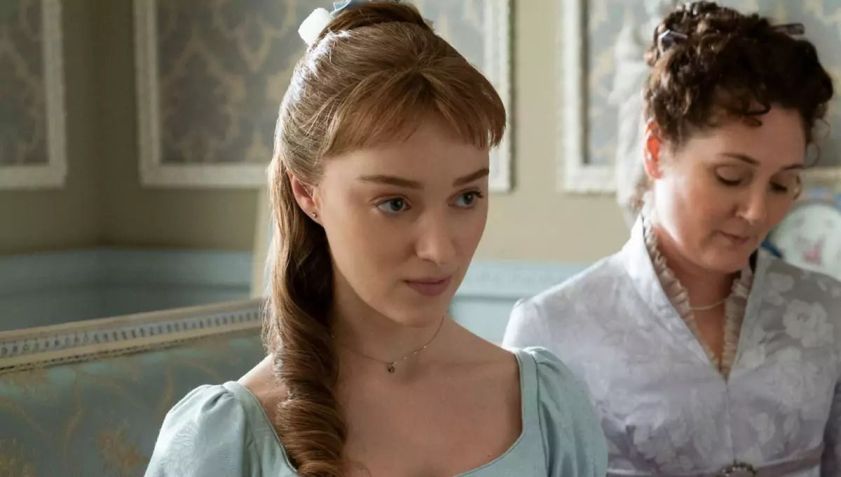 Daphne Bridgerton com penteado semi preso glam / Divulgação/ Netflix