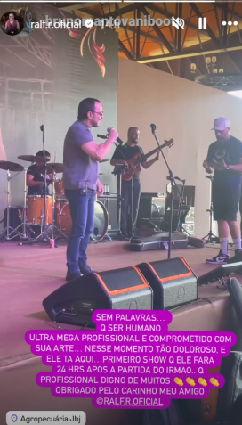 Ralf, da dupla com Chrystian, faz 1º show após morte do irmão / Instagram/Bruno Mantovani