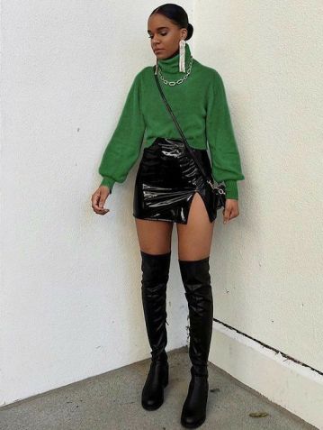 Saia de couro para looks de festa junina / Reprodução/Pinterest