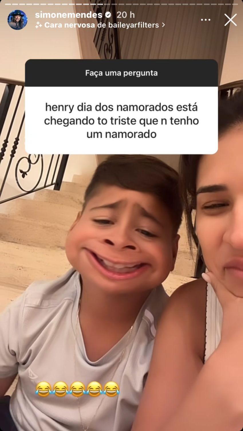 Simone Mendes acrescentou emoji de risadas com declaração do filho / Reprodução/Instagram