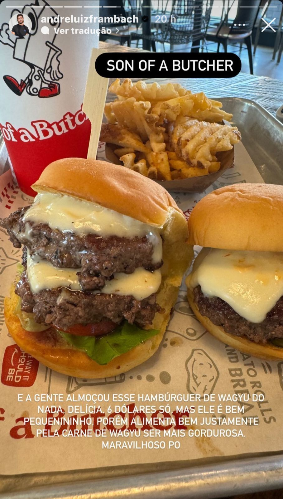 Ator publicou qual o almoço do casal na cidade de Dallas / Instagram/André Luiz Frambach