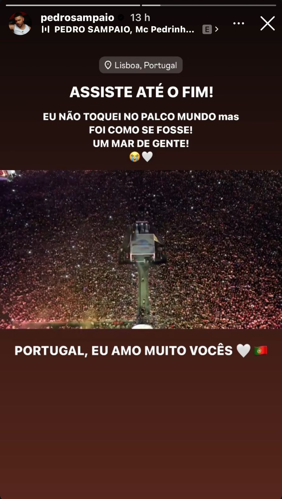 Pedro Sampaio registrou multidão que o acompanhou no festival / Instagram/Pedro Sampaio