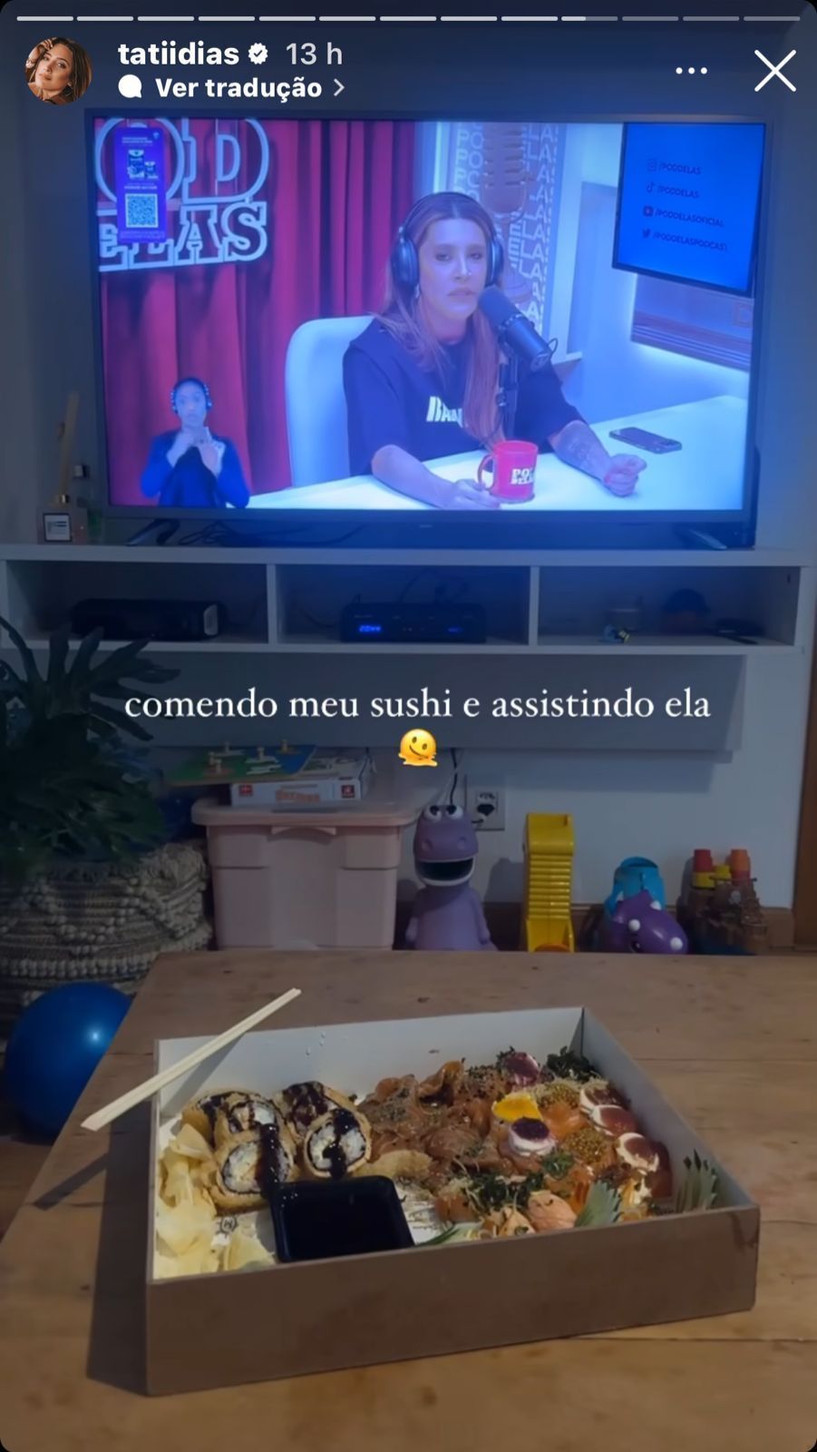 Influenciadora assiste participação de Lauana em podcast / Instagram/Tati Dias