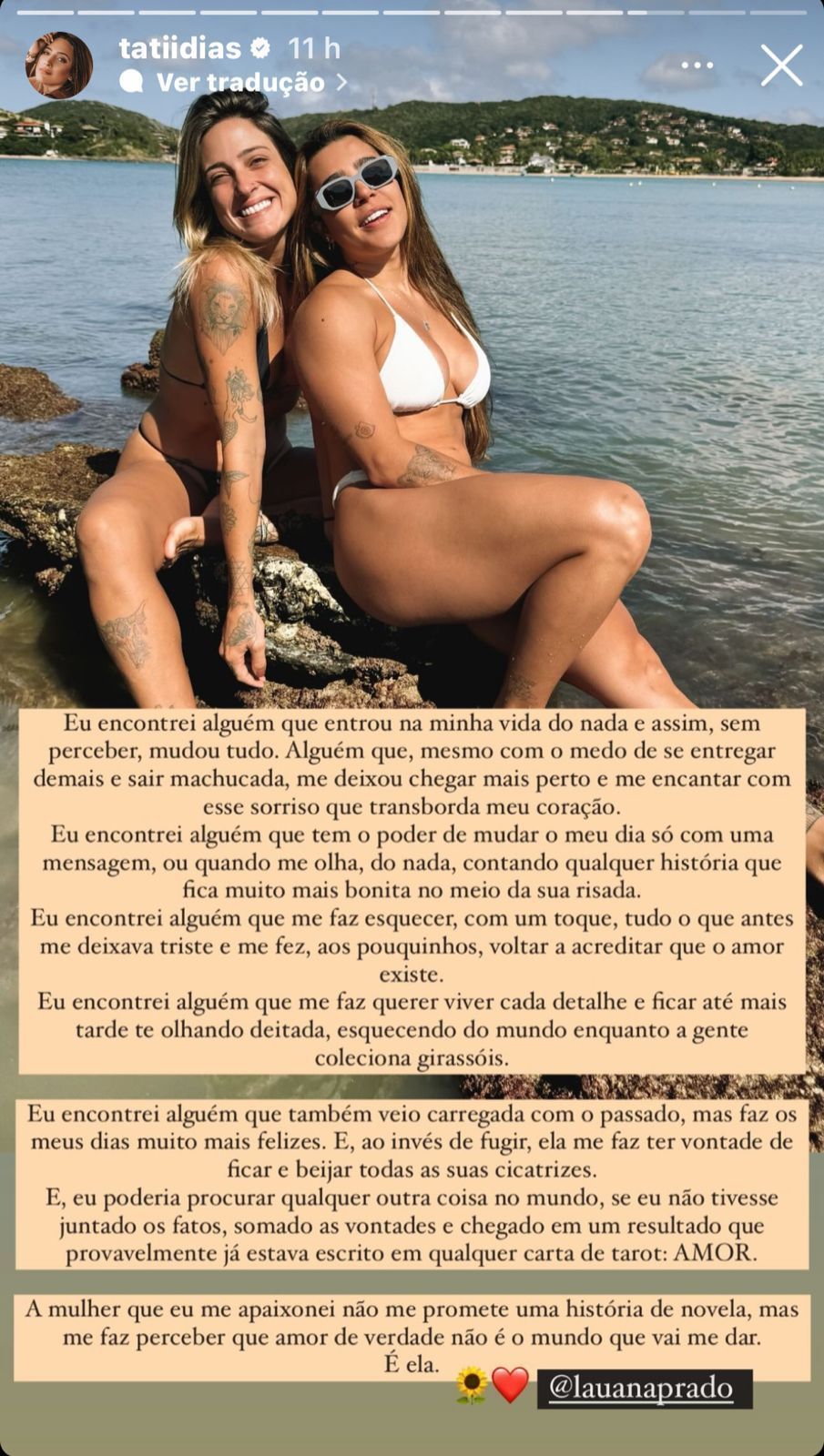 Declaração aconteceu após Lauana confirmar romance / Instagram/Tati Dias