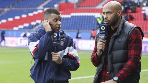 Mbappé e Thierry Henry em entrevista no Parc des Princes