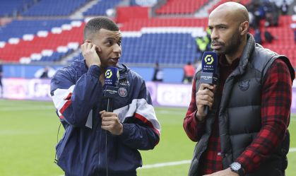 Mbappé e Thierry Henry em entrevista no Parc des Princes