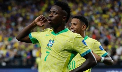 Vini Jr. celebra goleada do Brasil na Copa América e critica a Conmebol
