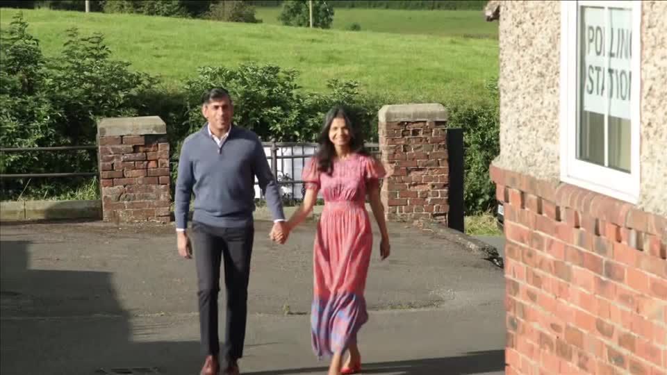 British PM Sunak casts vote in general election