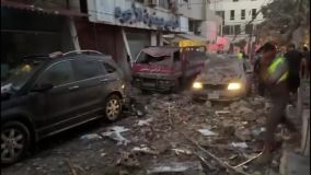 Destruição após ataque em Beirute, no Líbano