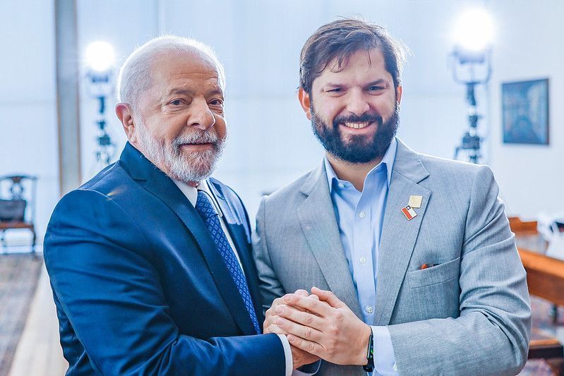 Presidente da República do Chile, Gabriel Boric, durante chegada dos Presidentes do países da América do Sul ao Palácio Itamaraty