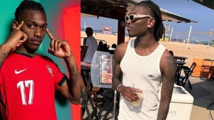 Atacante do Milan e da Seleção Portuguesa, Rafael Leão, toma caipirinha em praia do Rio de Janeiro