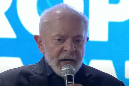 O presidente Luiz Inácio Lula da Silva (PT) em pronunciamento em Várzea Grande (MT)