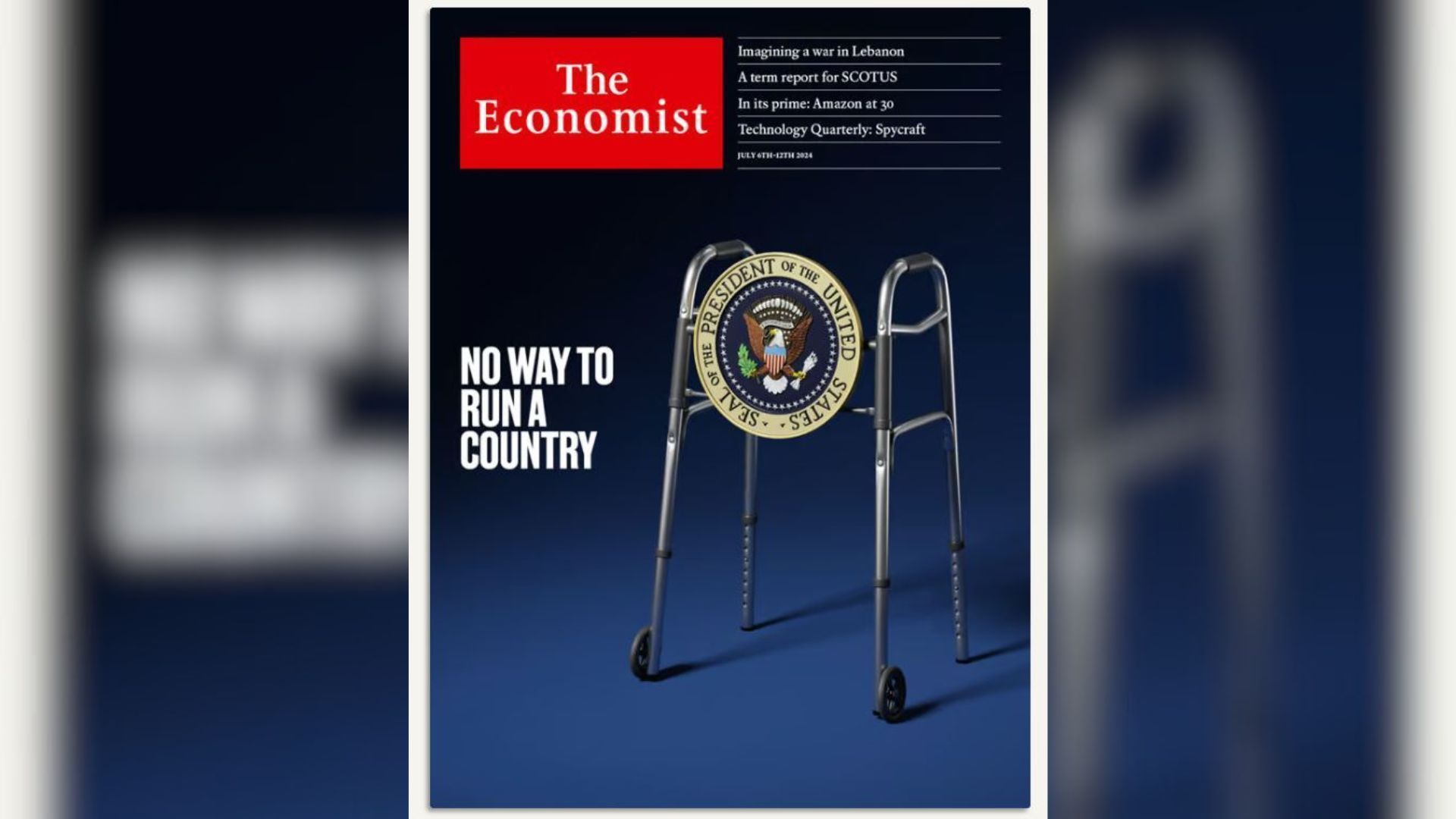 Capa do jornal The Economist com crítica a Joe Biden