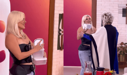 Entenda por que Duda Beat levou potes de marmita ao Mais Você