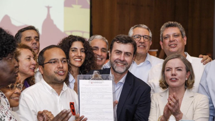Cerimônia de filiação de Marcelo Freixo ao PT em 2023 / Reprodução/Instagram
