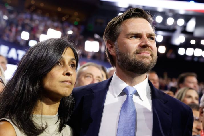 O senador J.D. Vance, candidato a vice de Trump, e sua esposa Usha Vance / Getty Images